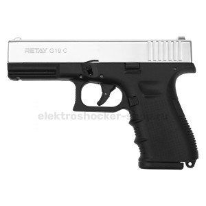 СХП Охолощенный пистолет Retay G19C Glock, кал. 9 мм, никель